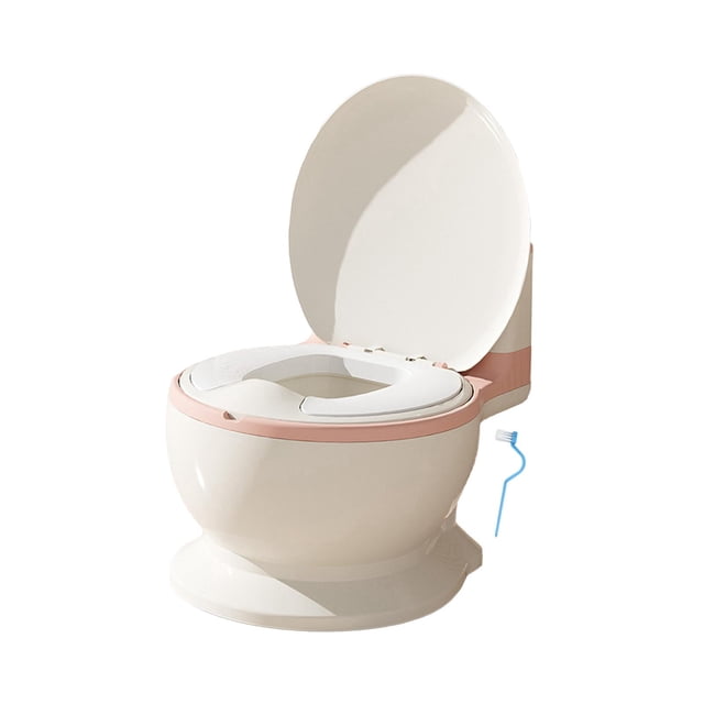 Orinal de entrenamiento para ir al baño, orinal para niños (cepillo incluido), inodoro realista antideslizante, orinal con sensación real para niños rosa