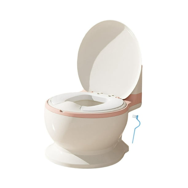 Orinal de entrenamiento para ir al baño, orinal para niños (cepillo incluido), inodoro realista antideslizante, orinal con sensación real para niños rosa