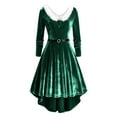 thumbnail image 6 of Pxkloy Vintage Velvet Dress for Women Western Fuzzy High Low Dress V Neck Long Sleeve Casual Dresses 2025 Fall Winter Outfits Green,L, 6 of 6