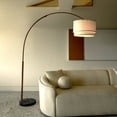 thumbnail image 2 of Brightech Mason 81" Bronze Modern 1-Light Adjustable Arm Extendable LED Marble Base Floor Lamp with 2-Tiered Beige Fabric Shade, 2 of 11