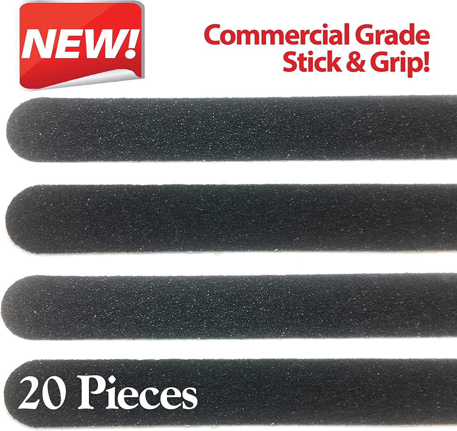 Anti Slip Grip Tape For Stairs. Black Non Slip Floor or Stair Treads. 20 Pre-Cut Strips 1" x 15.5" Anti Slip Safety Tape. Waterproof Indoor/Outdoor Commercial Adhesive Stair Treads Avoid Falls