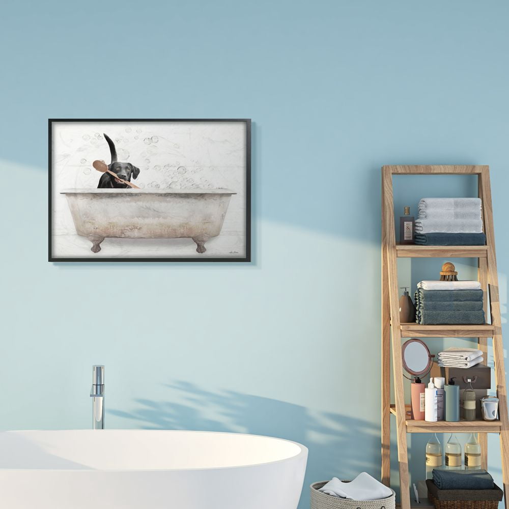 Stupell Industries Happy Labrador in Rustic Bubble Bath Design Designed by Lori Deiter