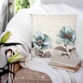 thumbnail image 3 of 20x20 Pillow Covers Set of 2, Blue Green Floral Throw Pillow Covers Decorative Couch Cushion Case, Spring Summer Mallow Flowers Retro Microfiber Square Pillowcases for Bedroom Car Living Room, 3 of 7
