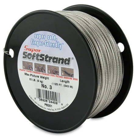 SuperSoftstrand Size 3 - 1,125-Feet Picture Wire Vinyl Coated Stranded Stainless Steel