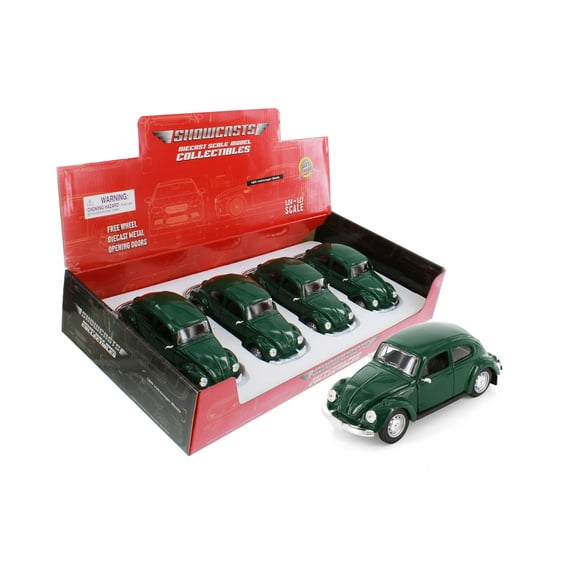 Volkswagen Beetle Hardtop Compact Car, Green - Showcasts 37926 - 1/24 Scale Diecast Model Car