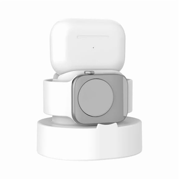FU1999 Stand for Apple Watch Charger - iWatch AirPod 2 in 1 Charging Stand Holder Dock Compatible with Apple Watch Series 10 9 8 Ultra2 Ultra SE2 7 6 SE 5 4 3 2 and AirPods 1/2/3/Pro (White)