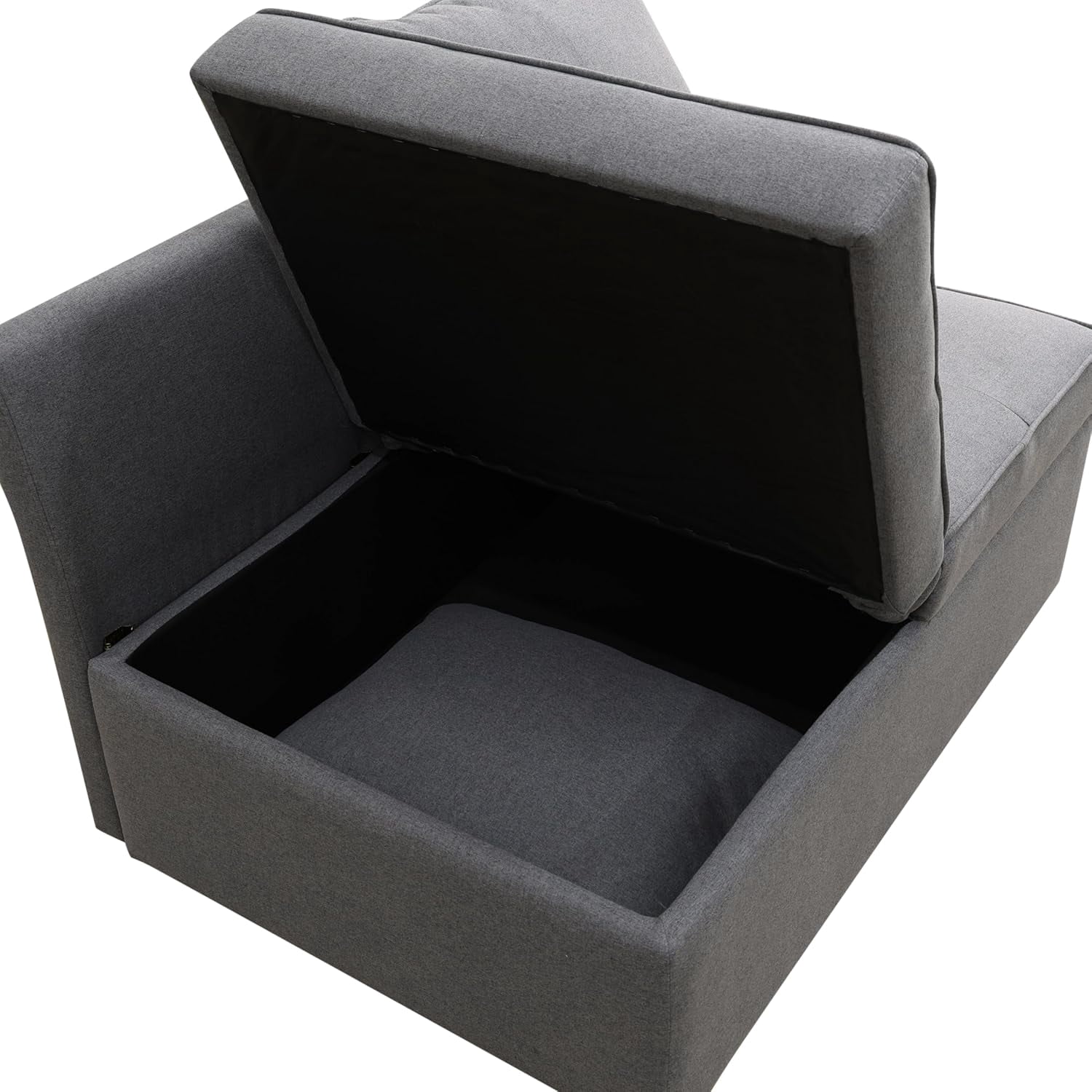 Convertible Ottoman Sofa with Storage, Modern Sackcloth Futon Couch with 2 Pillows or Home Living Room Dorms, Grey