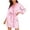Pink, variant on Women's Loose Bathrobe Long Sleeve V Neck Thin Striped Cropped Robe Black L