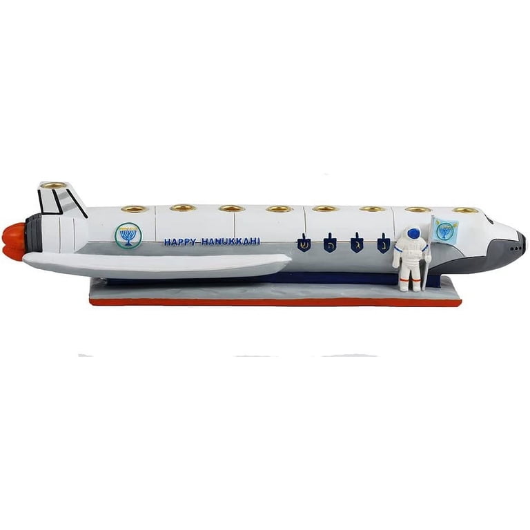 Zion Judaica Spaceship Kids Menorah, Hand Painted Polyresin photo 8