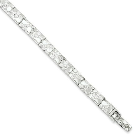 Mia Diamonds 925 Sterling Silver Nugget Bracelet 7 8in X 7mm 925 Sterling Silver Nugget Bracelet 7 8in X