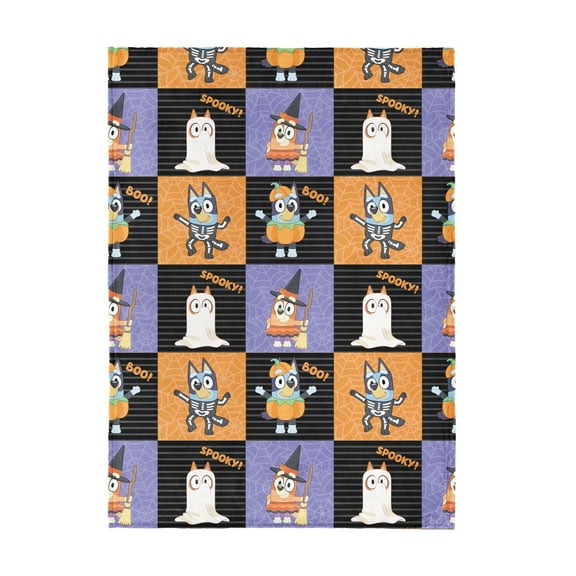 Bluey Halloween Squares Silk Touch Throw Blanket 50x70 inches