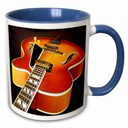 3dRose Jazz Guitar - Two Tone Blue Mug, 11-ounce (Best Way To Learn Jazz Guitar)