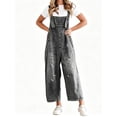 thumbnail image 2 of Sleeveless Women Casual Denim Jumpsuit Loose Wide Leg Jeans Oversall Bib Pants, 2 of 6