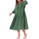 thumbnail image 4 of Vestido de mujer de talla grande Agnes Orinda, con mangas largas, escote en V y volantes, 4X, verde, 4 of 6
