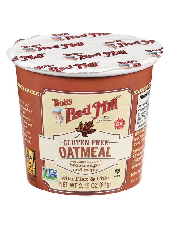 Bob's Red Mill Gluten Free Brown Sugar and Maple Oatmeal Cup with Flax & Chia 2.15 Ounces