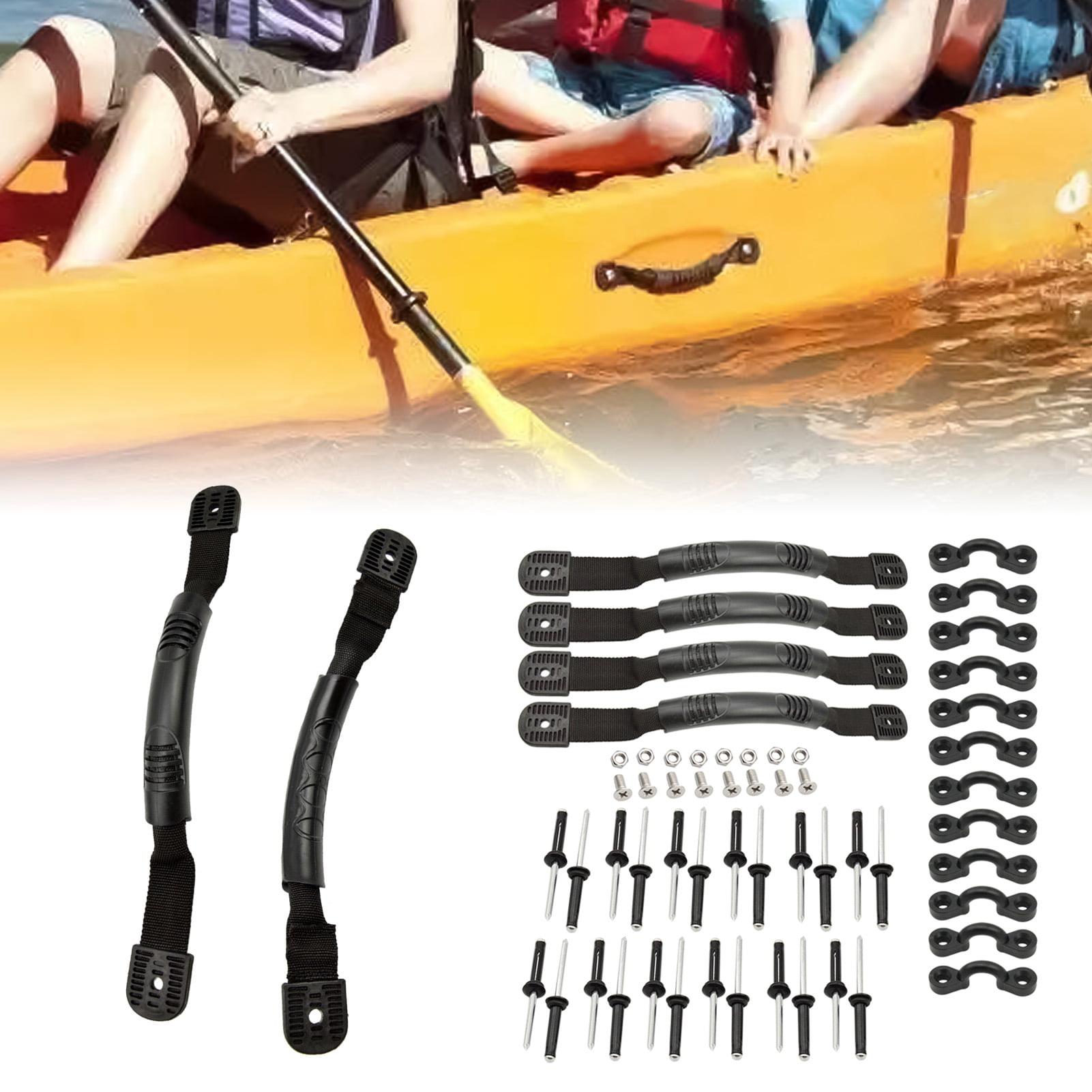 4x Kayak Canoe Boat Side Mount Carry Handle With Bungee Cord Screws Accessories 