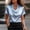 Light Blue, variant on Women's Luxury Satin Button Down Shirt, Short Sleeve Draped Collar V Neck Blouse, Elegant Silky Top for Evening Party, Cocktail Attire and Special Occasions, Black S