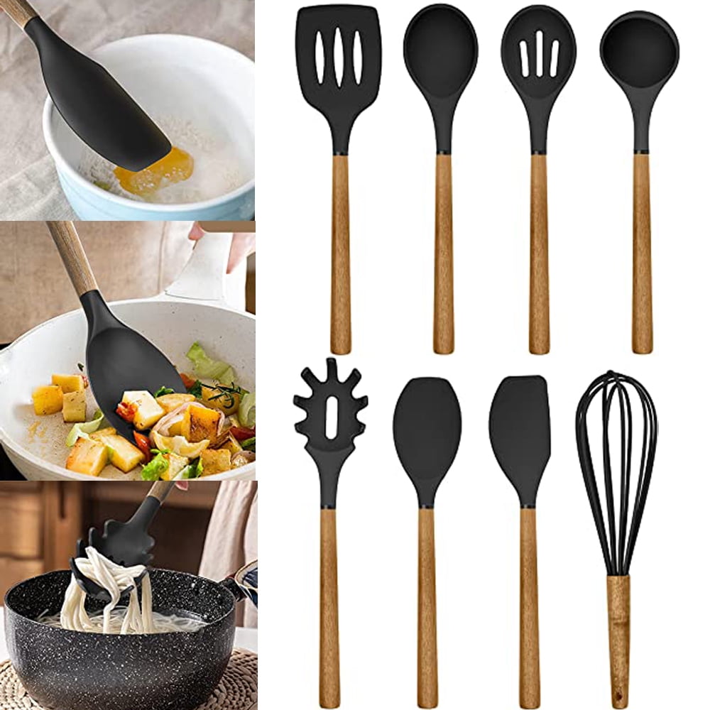 Country Kitchen Silicone Cooking Utensils, 8 Pc Kitchen Utensil Set, Easy  to Clean Wooden Kitchen Ut…See more Country Kitchen Silicone Cooking