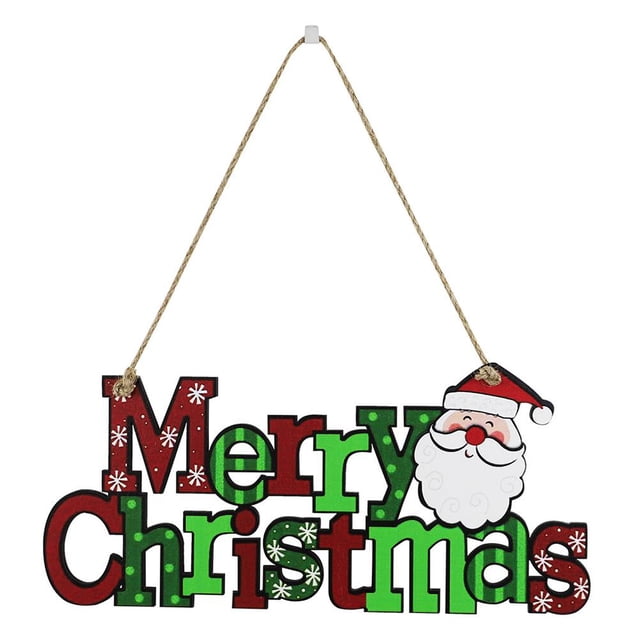 Madera Familiar De Navidad, Muñeco De Nieve De Papá Noel De Dibujos Animados, Decoración Colgante De Pared Para Puerta De Casa, Cartel De Feliz Navidad, Colgante Para Decoración Del Hogar Yuarrent HA045220-01