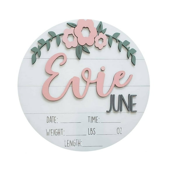 Birth Announcement Plaque Engraved Ornamental Cute Baby Name Reveal Sign Keepsake for Photo Props