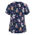 thumbnail image 4 of Funicet Plus Size Tops For Women Women Scrubs Top Women's Working Uniform Nursing Uniform With Two Pockets Short Sleeve V-neck Cartoon Printed Blouse, 4 of 4
