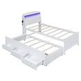 thumbnail image 6 of Solid Wood Bed Frame with Storage LED Headboard, Twin Size Trundle and 3 Drawers, Platform Bed Frame, Mid Century Bedframe, Wood Foundation(White, Twin), 6 of 9