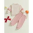 thumbnail image 6 of Loicainy Baby Toddler Girls 2-piece Outfit, 6 12 18 24 Months 2T 3T Long Sleeve Crew Neck Bow Sweatshirt with Elastic Waist Sweatpants Fall Clothes Set, 6 of 9