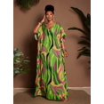 thumbnail image 3 of Multicolor Plus Size Loose Casual Vacation Print Short Sleeve Maxi Dress, 3 of 8