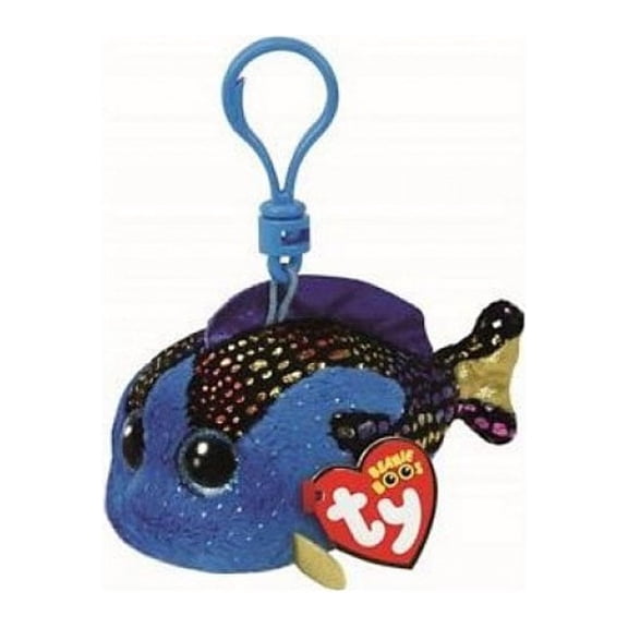 Ty Beanie Boos Aqua The Blue Fish Clip With Glitter Eyes
