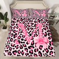 thumbnail image 2 of Manfei Cheetah Print Letter Twin Sheet Sets, Pink Bowknot Monogrammed M Twin Fitted Sheet, Modern Fashion Style Flat Sheet, Luxury Bedroom Decor, 3 Pieces, 2 of 7