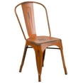thumbnail image 2 of Emma + Oliver Commercial Grade Distressed Orange Metal Indoor-Outdoor Stackable Chair, 2 of 12