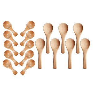 40 Pcs Small Wooden Spoons Mini Nature Wooden Spoons Mini Tasting Spoons 30 Pcs A & 10 Pcs B 40 * wooden spoon Wood Color
