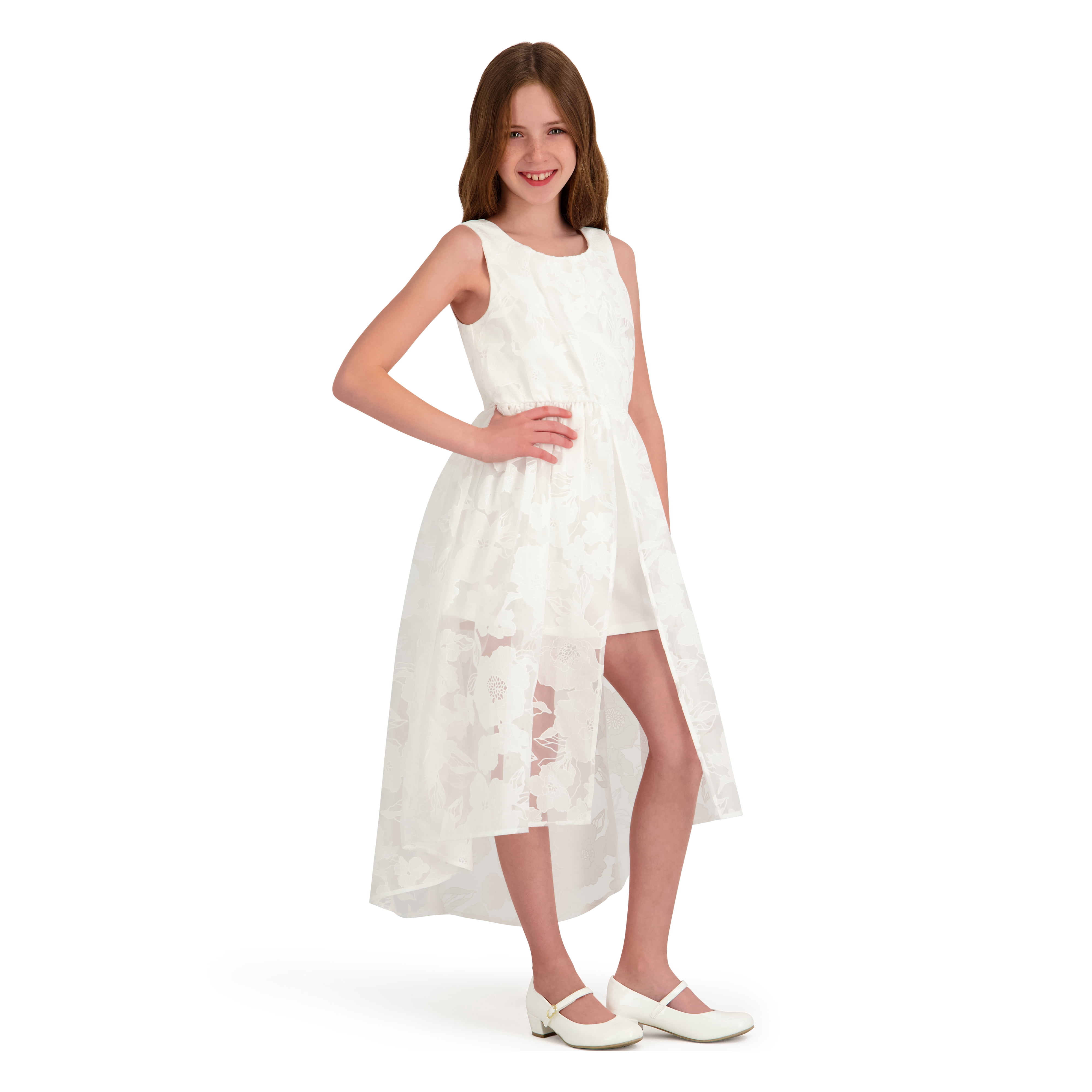 Kensie Girl Sleeveless Floral Organza Walk Through Dress, Sizes 4-16