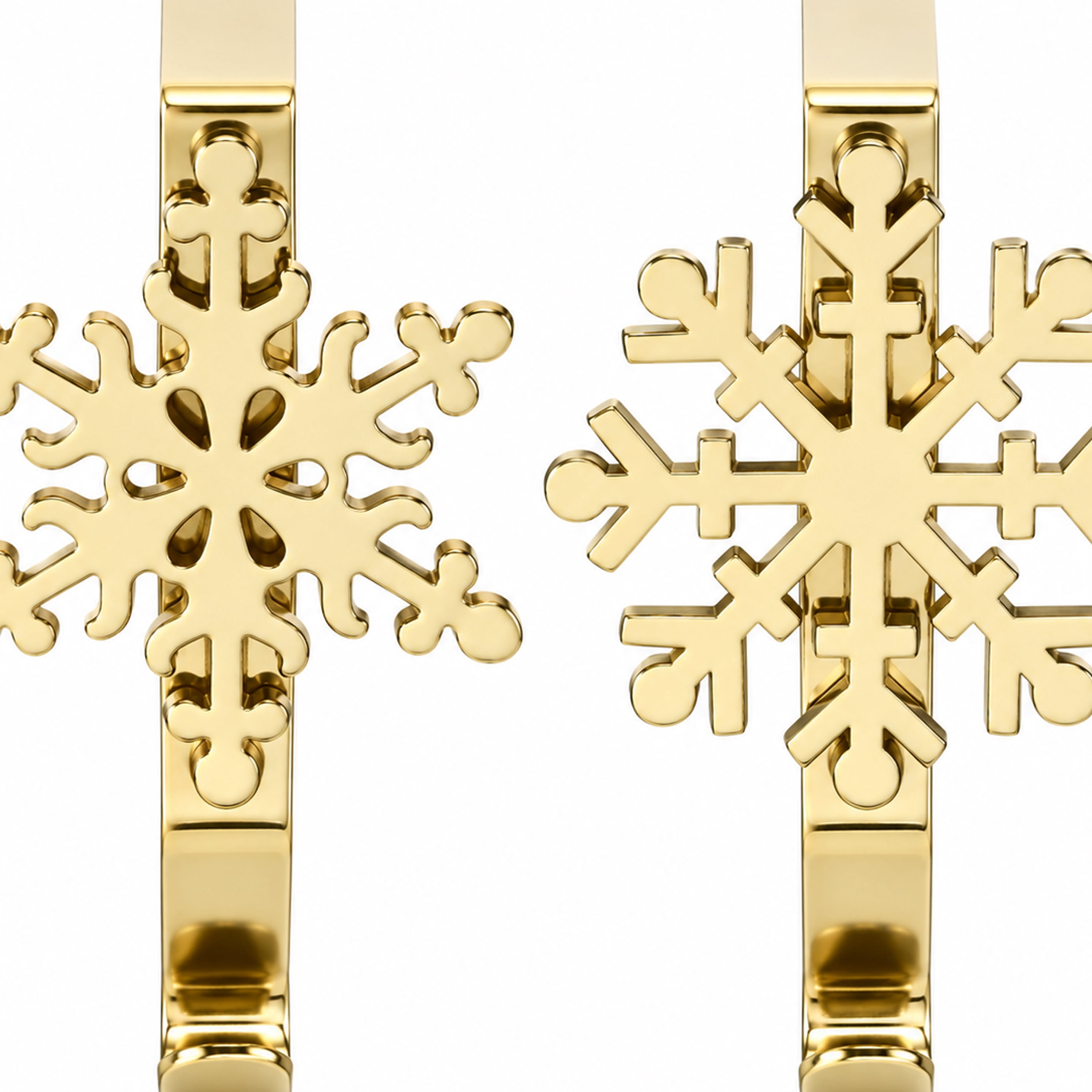 Holiday Time 2-Count Gold Metal Snowflake Christmas Stocking Holders, 6.3 inch