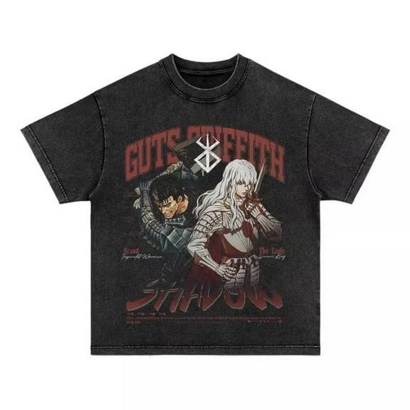 Manga Berserk Shirt Summer Guts Y2K T-Shirts Anime Cotton Harajuku Tshirt For Men Short-Sleeve Design Tops