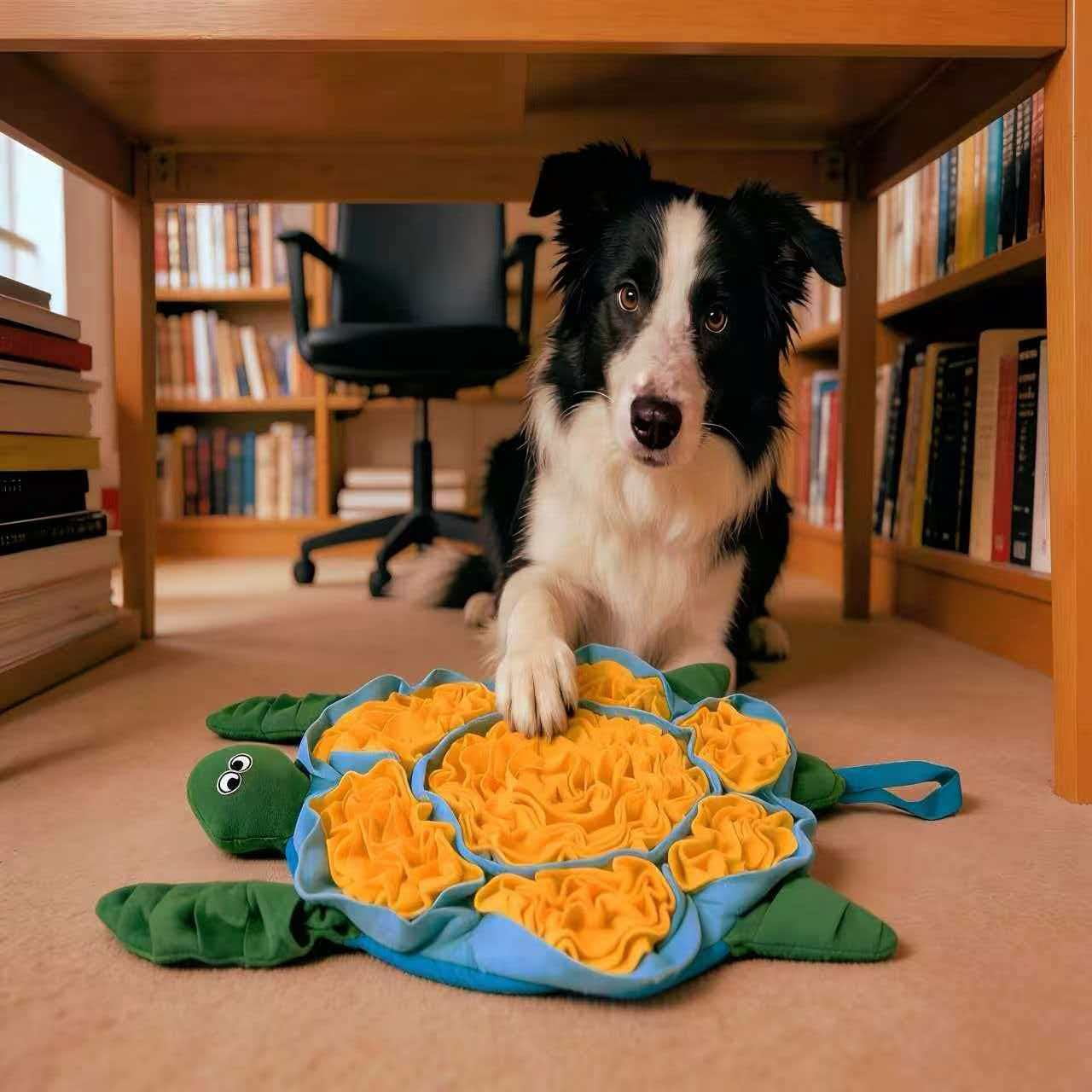Dog Snuffle Mat, Interactive Turtle Foraging Mat for Mental Stimulation, Slow Feeder Puzzle Toy for Small to Medium Dogs, Nosework Training & Stress Relief Pet Enrichment Mat, Machine Washable