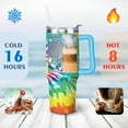 thumbnail image 4 of 40oz Boho Tie Dye Stainless Steel Flip Straw Tumbler Spill Proof Travel Cup Double Wall Vacuum Insulated Coffee Mug with Top Handle, 4 of 6
