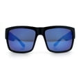 thumbnail image 5 of Mens Kush Graffiti Logo Thick Arm Rectangle Horn Rim Plastic Sunglasses Black Silver - Blue Mirror, 5 of 8