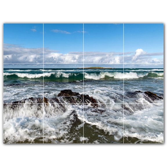 Picture-Tiles.com: Waves Ceramic Tile Wall Mural WAL501152-43M. 24"W x 18"H using (12) 6" x 6" Ceramic Tiles-Satin Finish