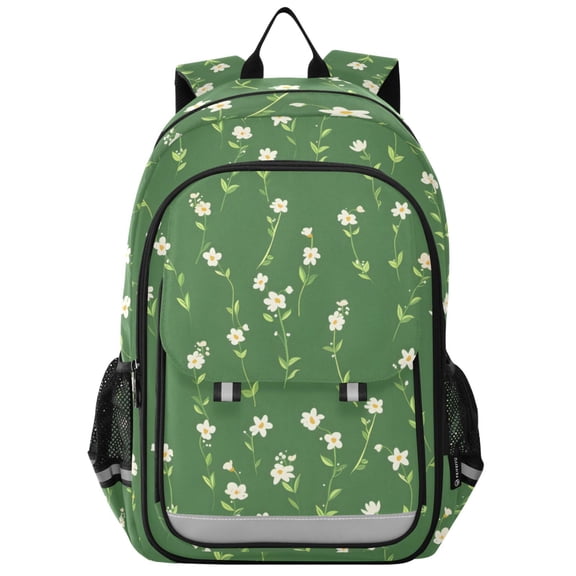 ALAZA Floral on Green Laptop Backpack Purse Travel Bag Casual School Bookbag Rucksack for Women Men