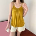 thumbnail image 2 of MESSUEN Spaghetti Strap Tank Top Silk Pajamas for Women Crew Neck Chemise Solid Round Neck Suspender Loose Vest Pajama Pullover Tank Top Tee Shirts Womens Casual Blouses for Women Yellow 2XL, 2 of 5