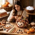thumbnail image 3 of DIY Animal Themed Pumpkin Sewing Craft Kit Fall Harvest Handmade Tabletop Ornament Making Set for Home Mantel Shelf Halloween Party Craft Supplies, 3 of 9
