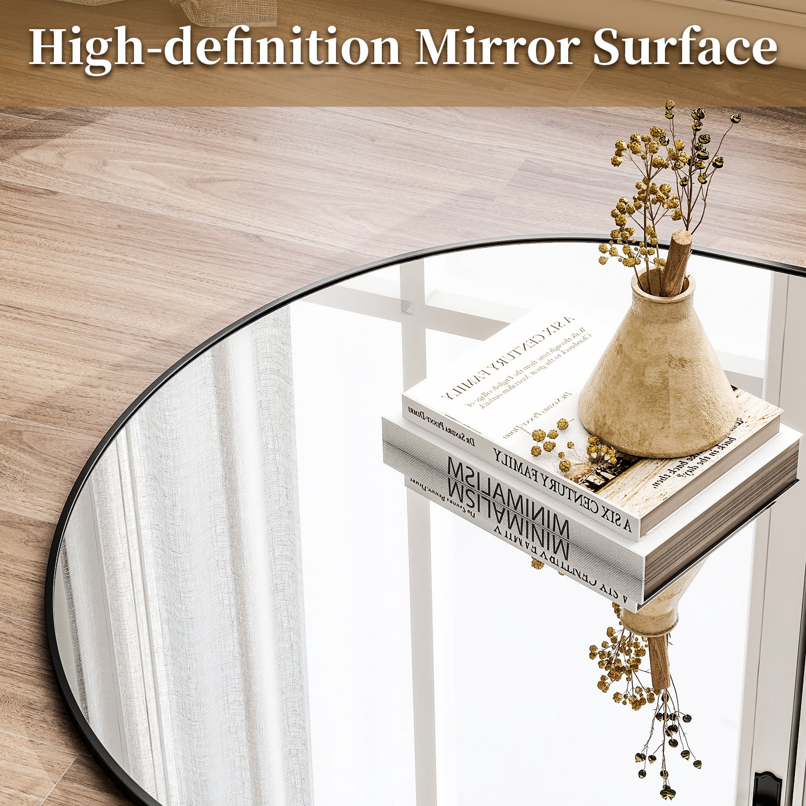 Anyrose 78.2"x35.2" Arched Large Full Length Mirror Free-Standing Wall-Mounted Floor Mirrors, Black