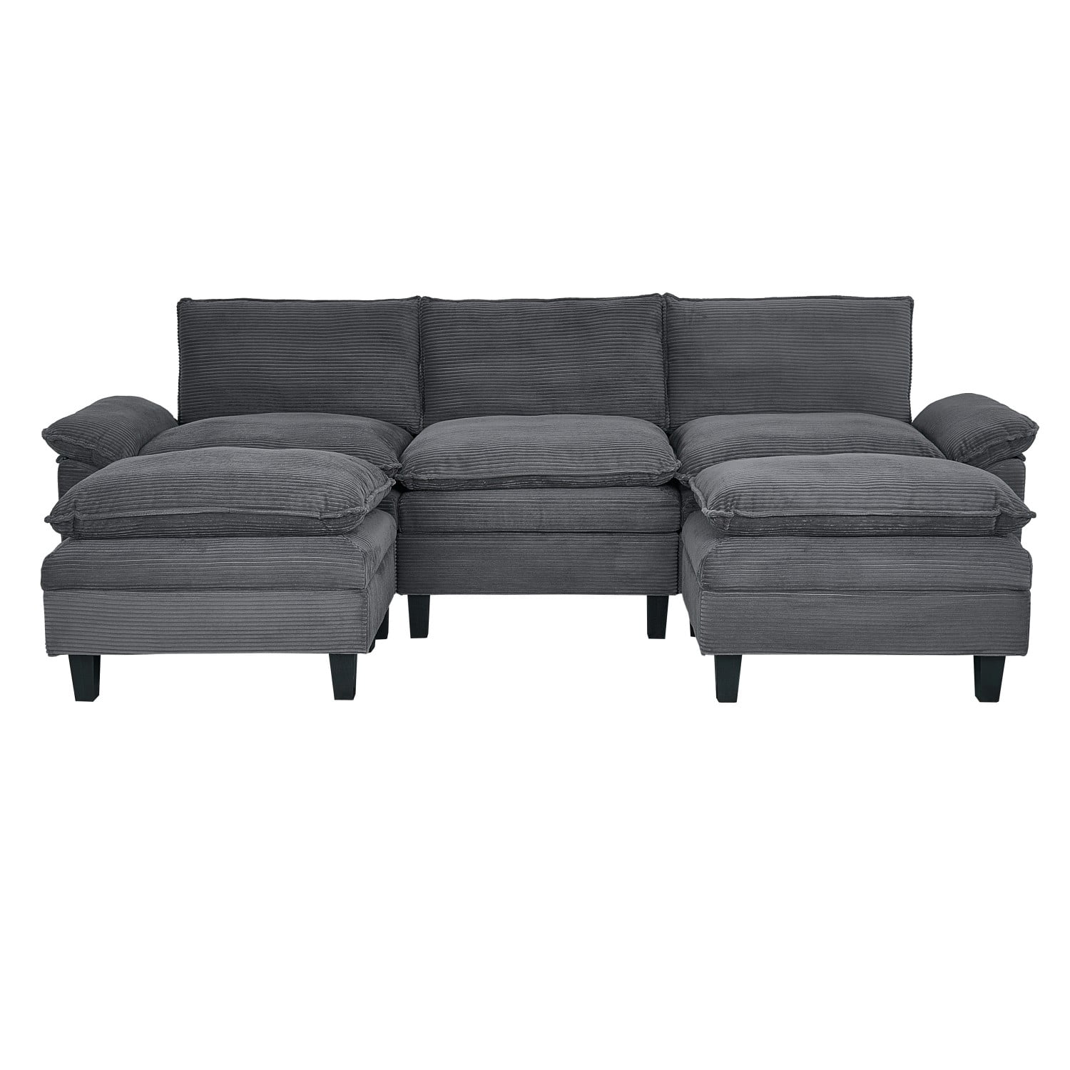 Gewnee Modular Sectional Sofa with Movable Storage Ottomans, U Shaped Cloud Couch for Living Room, 3-Seat