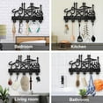 thumbnail image 6 of Arabic Wall Mount Coat Rack Wood Key Hanger for Wall 11.8×7.9inch in The Name of The Most Merciful God Key Holder Key Rack 5 Alloy Hooks Black Wall Art Decor for Gift Living Room Office, 6 of 9