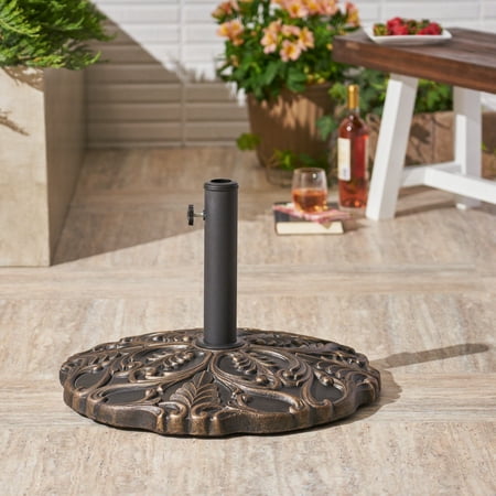 Circular Base - Coolidge Outdoor 66lb Concrete Circular Umbrella Base, Hammered Dark Copper