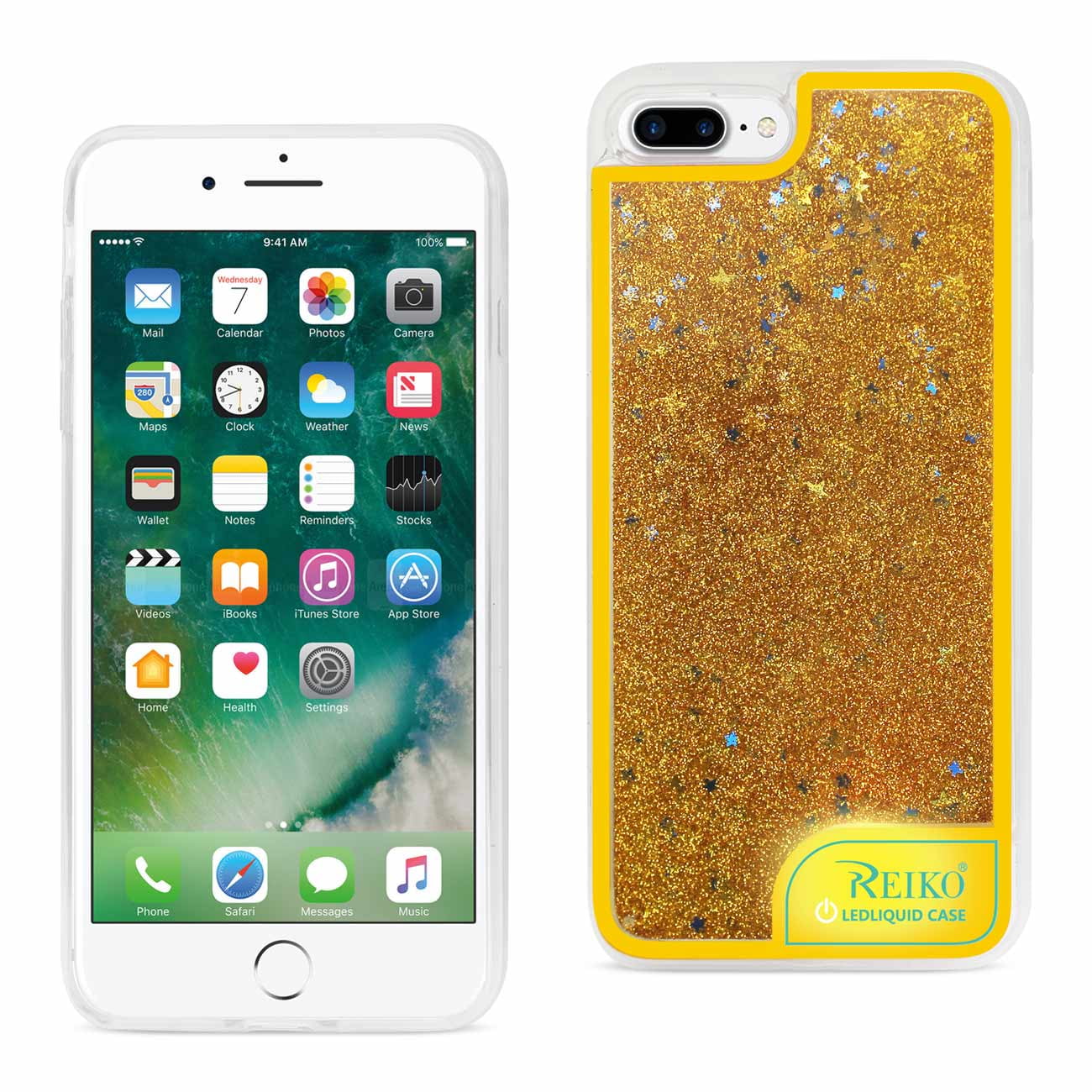 Pack Of 2] iPhone 8 Plus/ 7 Plus Case With Flowing Glitter And Led Effect  In Yellow - Walmart.com
