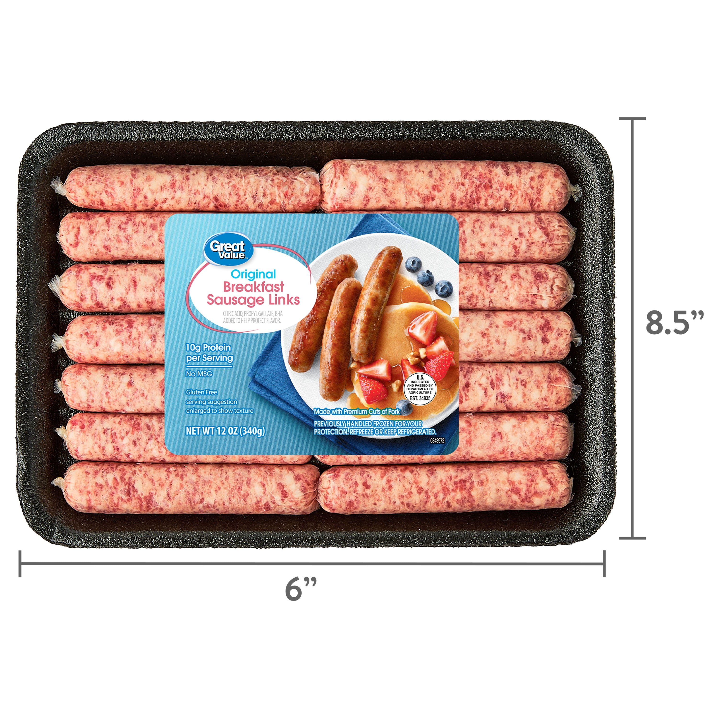 Great Value Uncooked Original Breakfast Pork Sausage Links, 12 oz Package
