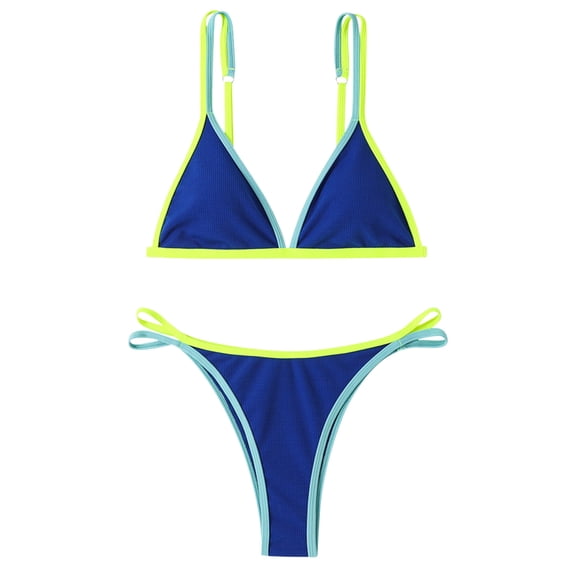 Afdoent Women's Bikini Sets Color Block Bikini Swimsuit Women Swimwear Push Up Bikini Set Thong Brazilian Bathing Suit Beach Wear Vintage Swimwear