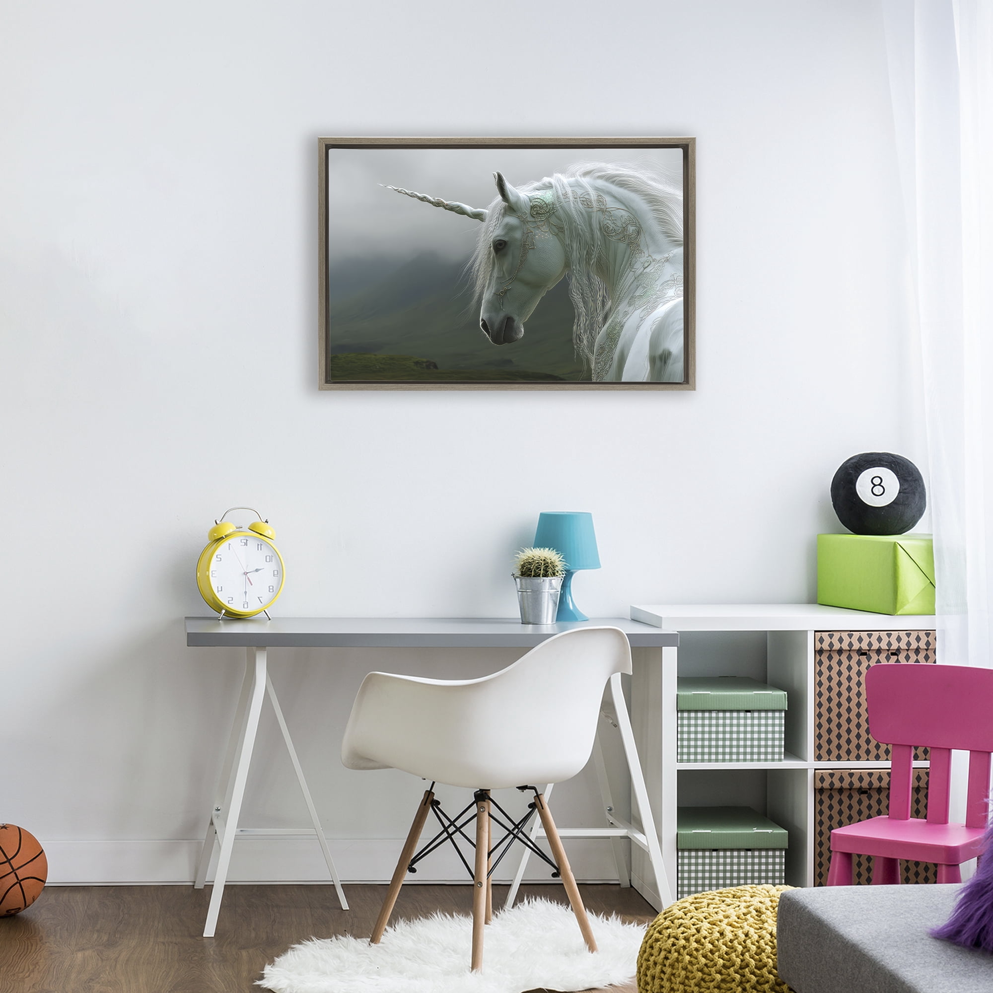 Stupell Industries Dreamy Celtic Unicorn Brown Framed Floater Canvas Wall Art, design by The Wands Want